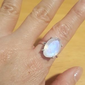 Sold: N-S Faceted Moonstone Sterling Ring Size 6
